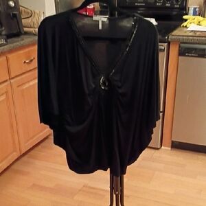 Metro 7 Elegant Black Sequin Blouse